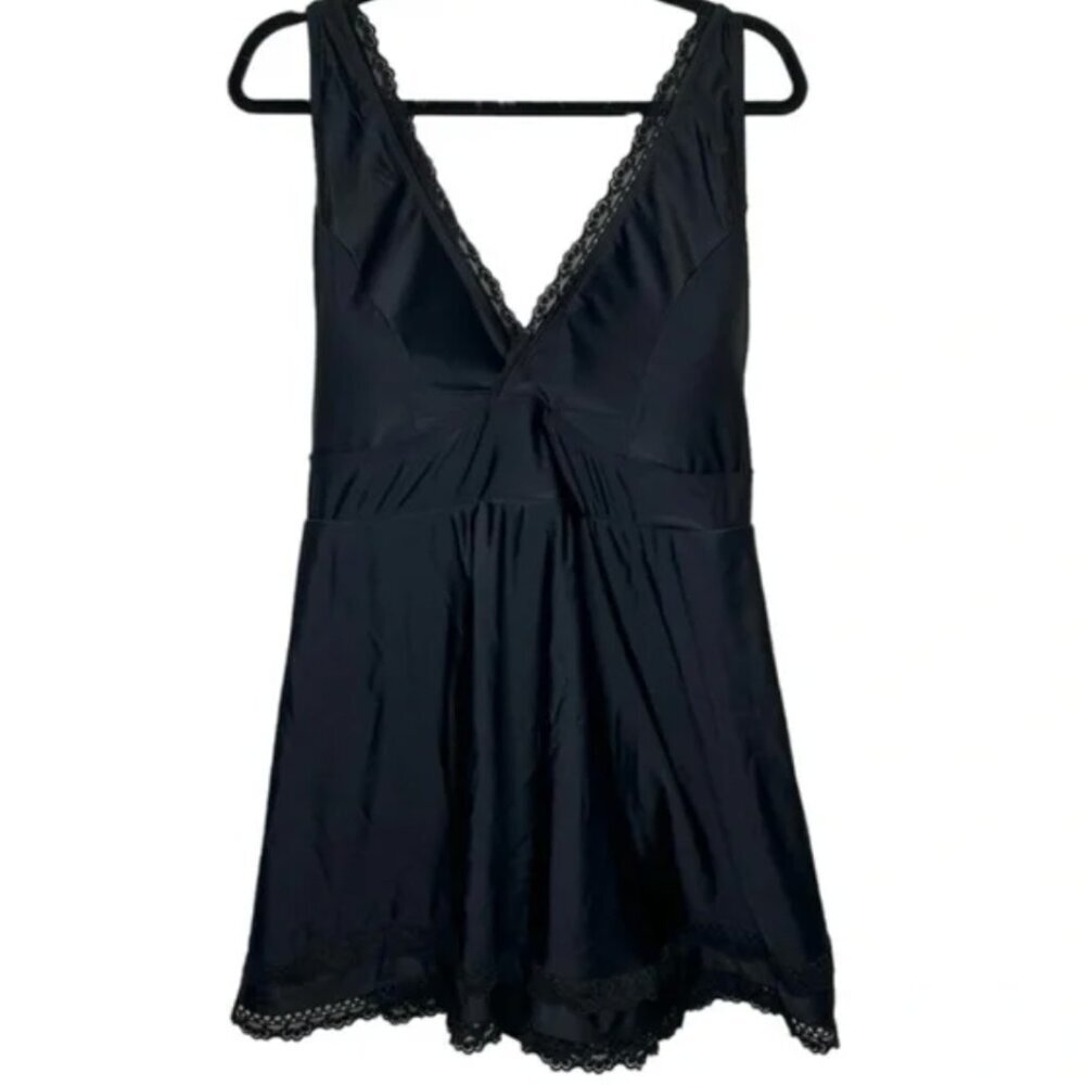 Torrid Mid Lace Trimmed Swim‎ Dress with Brief Deep Black size 4X - Picture 6 of 8